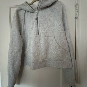 Lululemon Athletica Light Gray Scuba Oversized Half Zip Women's Hoodie